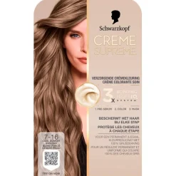 Schwarzkopf creme supreme Haarverf>7-16 Cool Donker Asblond Verzorgende Crèmekleuring