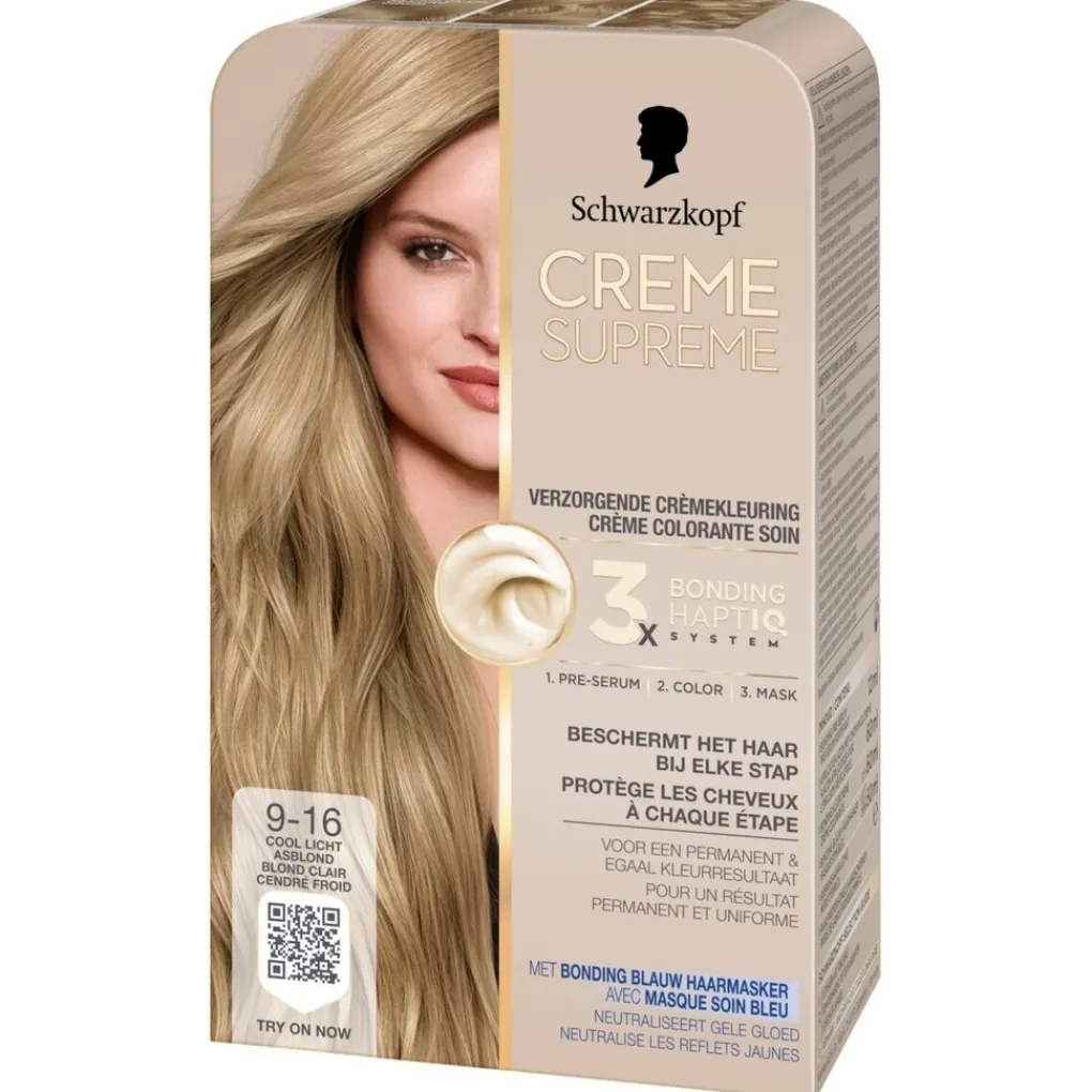Schwarzkopf creme supreme Haarverf>9-16 Cool Licht Asblond Verzorgende Crèmekleuring