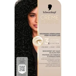 Schwarzkopf creme supreme Haarverf>1-10 Natuurlijk Zwart Verzorgende Crèmekleuring