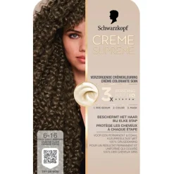 Schwarzkopf creme supreme Haarverf>6-16 Cool Licht Asbruin Verzorgende Crèmekleuring