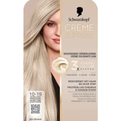 Schwarzkopf creme supreme Haarverf>10-19 Ultra Licht Parelblond Verzorgende Crèmekleuring