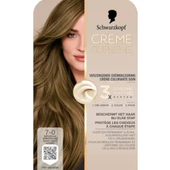Schwarzkopf creme supreme Haarverf>7-0 Natuurlijk Donkerblond Verzorgende Crèmekleuring