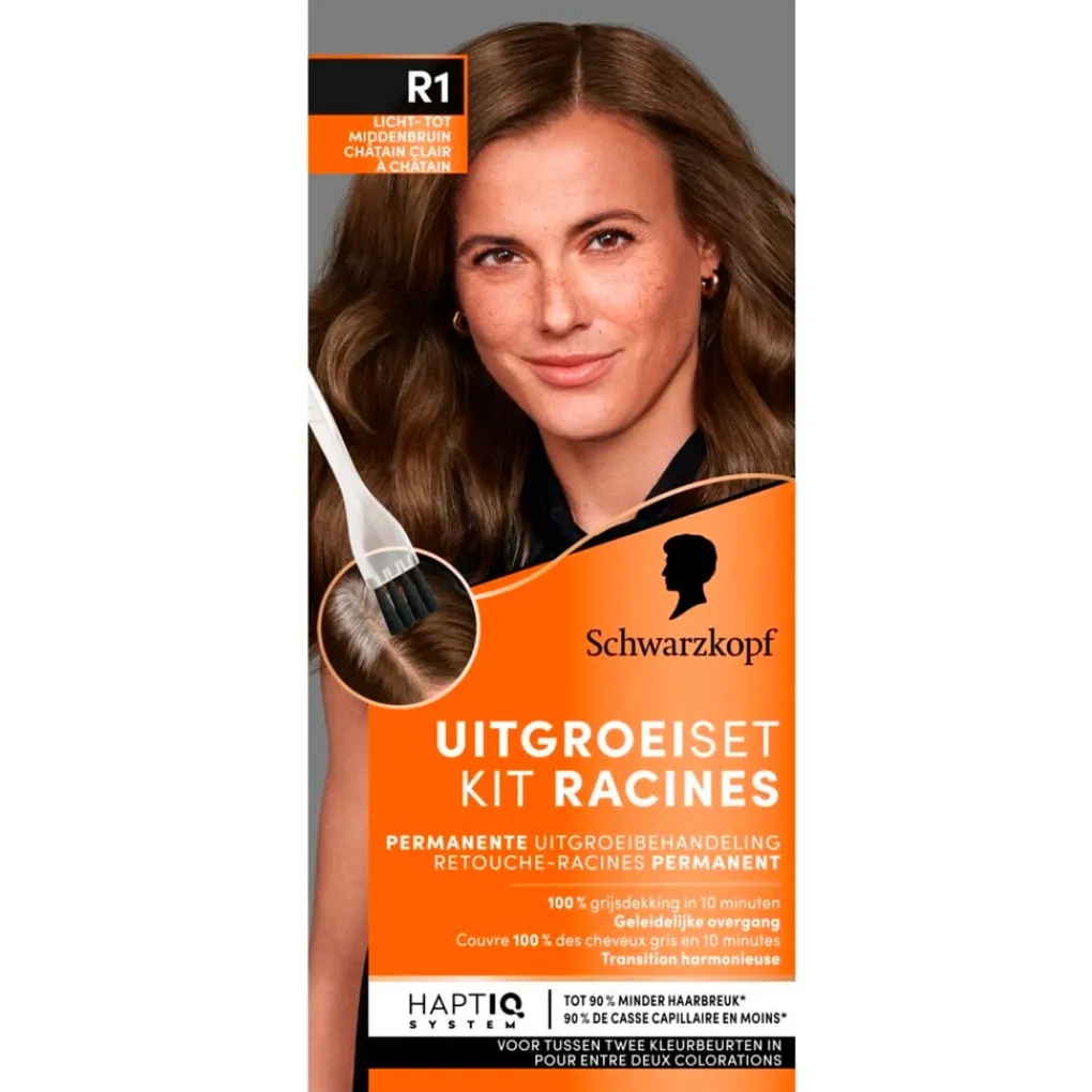 Schwarzkopf Color Haarverf>Schwarzkopf R1 Licht- Tot Middenbruin Haarverf Uitgroeiset