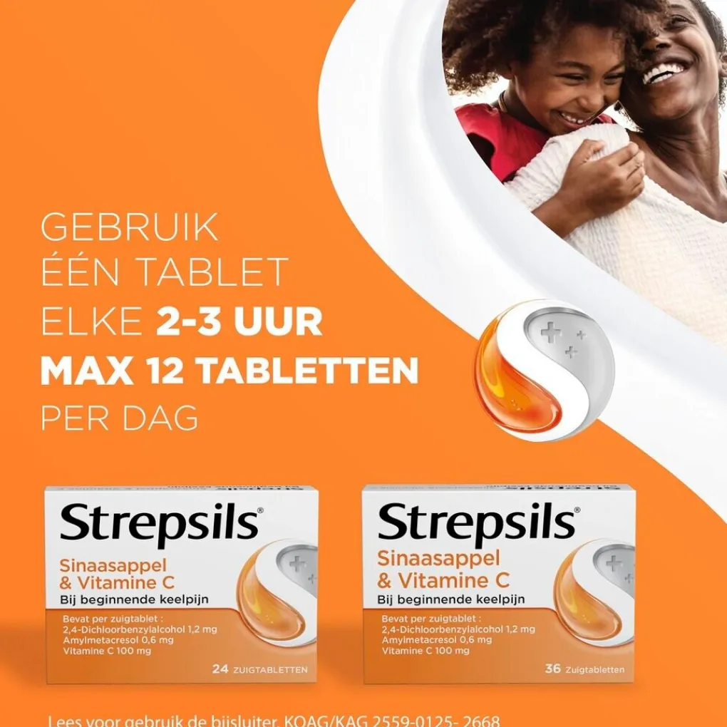 Strepsils Luchtwegen>Sinaasappel & Vitamine C Zuigtabletten