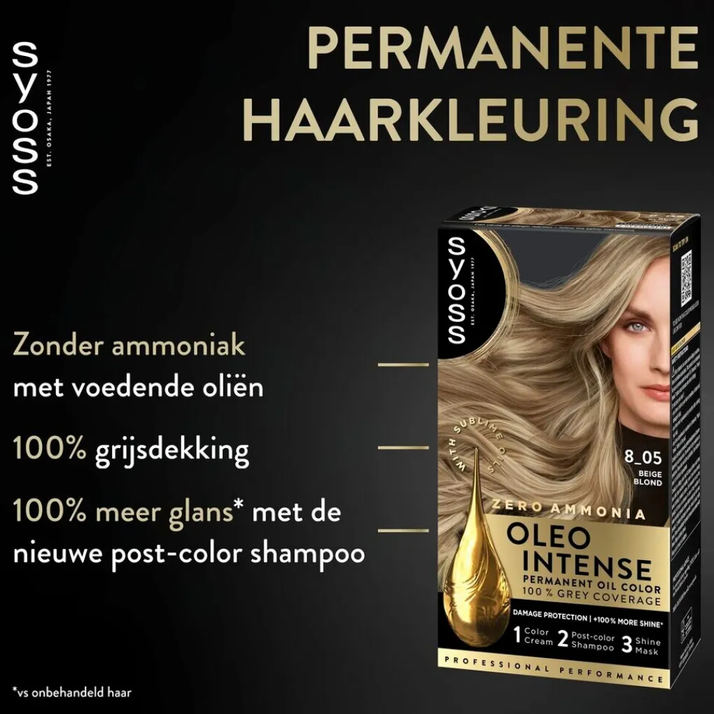 Syoss Haarverf>Oleo Intense 8-05 Beige Blond Haarkleuring