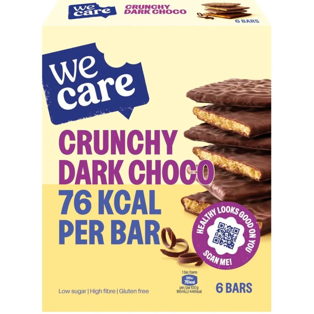 WeCare Verantwoorde Tussendoortjes>Crunchy Dark Choco Bars