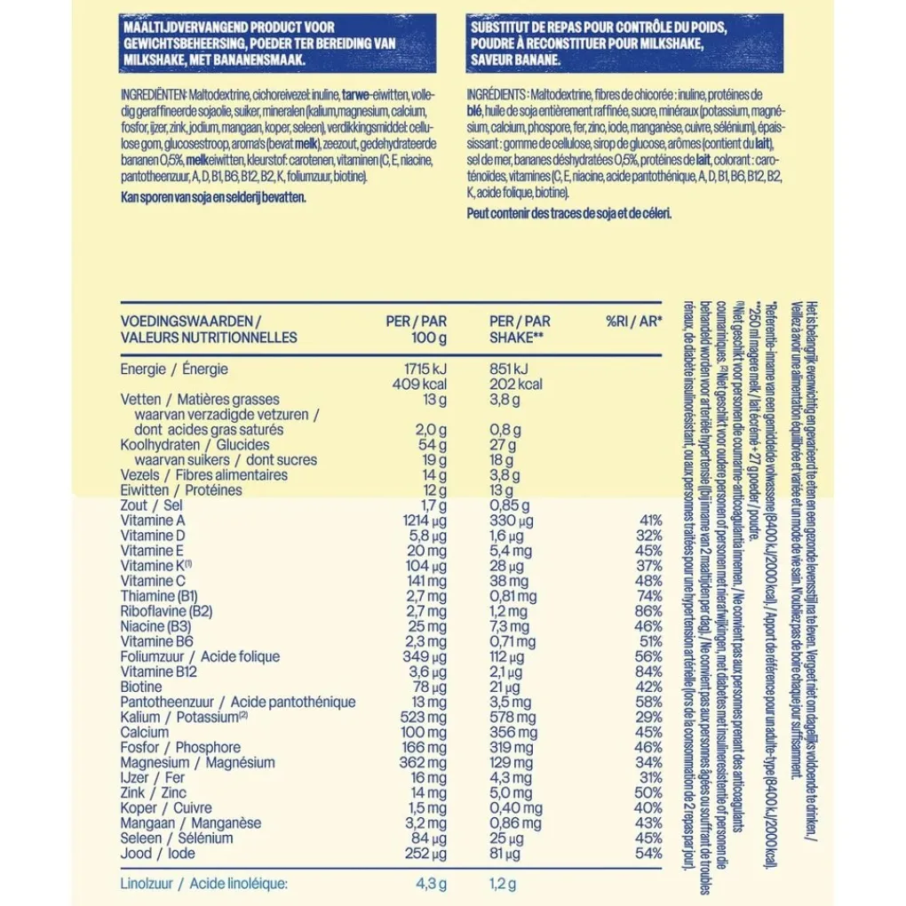 WeCare Maaltijdvervangers>Golden Banana Meal Replacement Shake