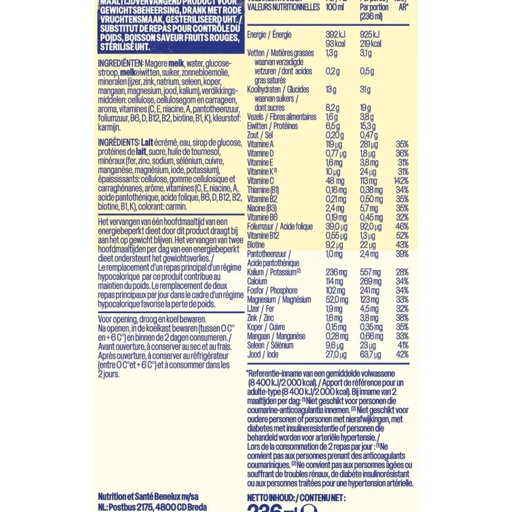 WeCare Maaltijdrepen, Drinkmaaltijden|Maaltijdvervangers>Rood Fruit Drinkmaaltijd