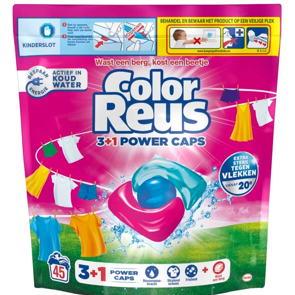 Witte Reus Wasmiddel>Color Reus 3+1 Power Caps